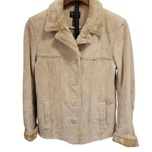 Vintage 90s American Eagle Penny Lane Suede Coat Sherpa Lined Afghan Boho S